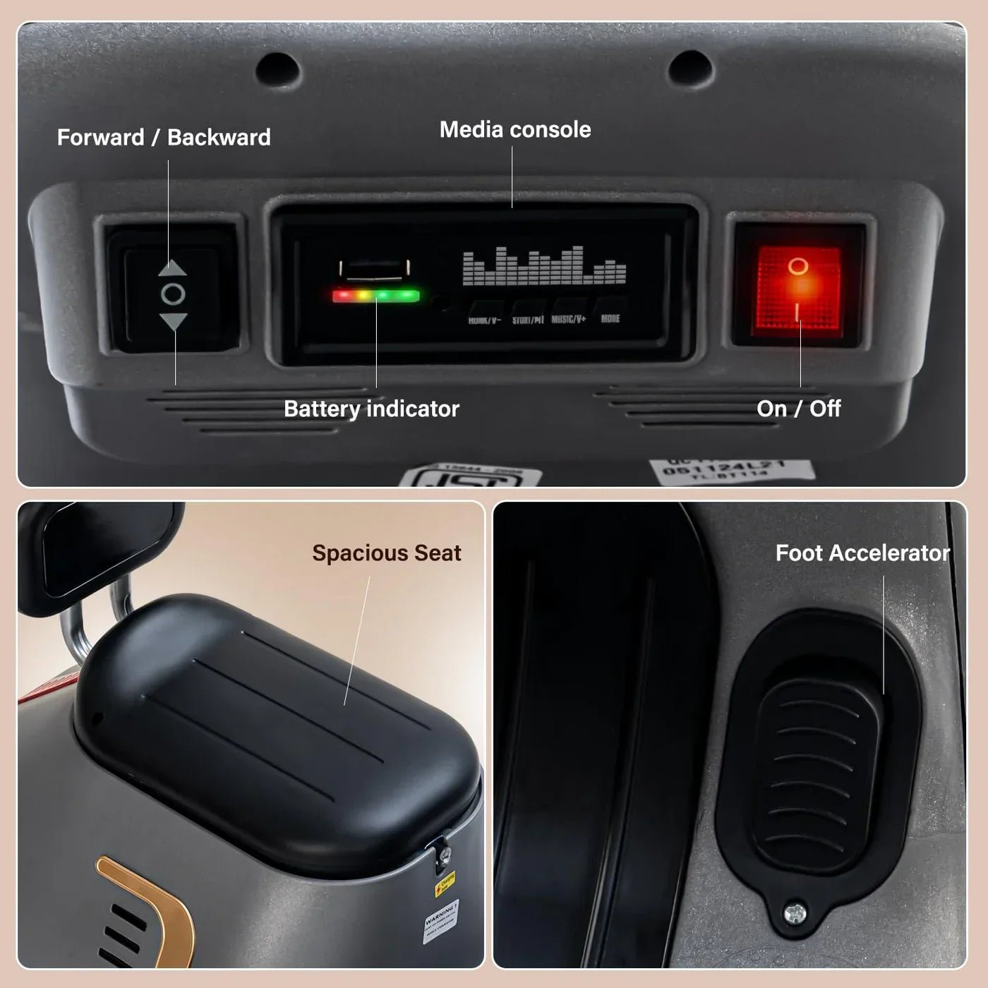 Kids Electric Motorcycle Ride-On Bike with 3 Wheels | Battery-Powered Toy for Boys & Girls Age 1–7 - Image 3