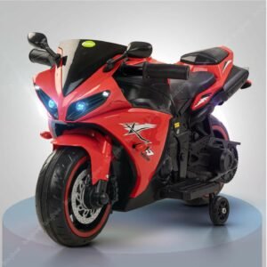 Red Kids Electric Ride-On Bike | 6V Rechargeable Battery | Durable Sturdy Build | Max Load 35 KG | Safe Training Wheels for Toddlers