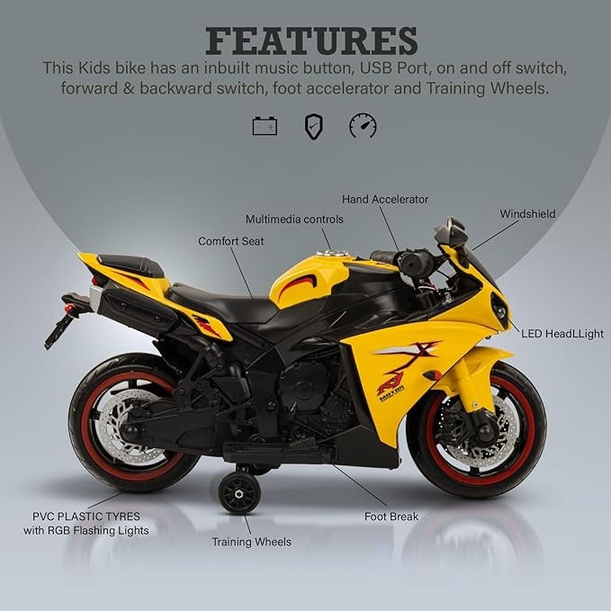 White Bike for Kids – 6V Battery, Sturdy Design, Max Load 35 KG - Image 3