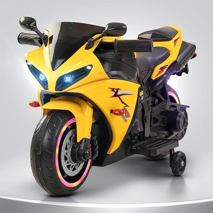 White Bike for Kids – 6V Battery, Sturdy Design, Max Load 35 KG