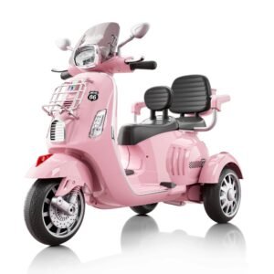Dual-Seater Vespa 12V Electric Ride-On Scooter with 3 Wheels | Battery-Powered Fun for Kids