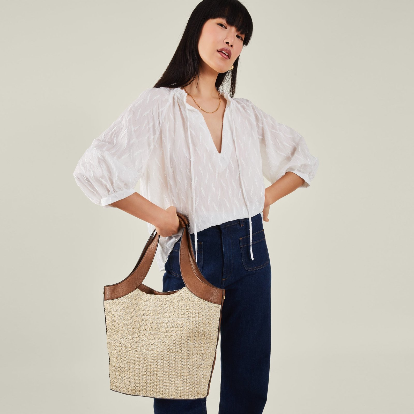 Accessorize London Women's Brown Woven Shoulder Bag – Stylish Everyday Handbag - Image 5