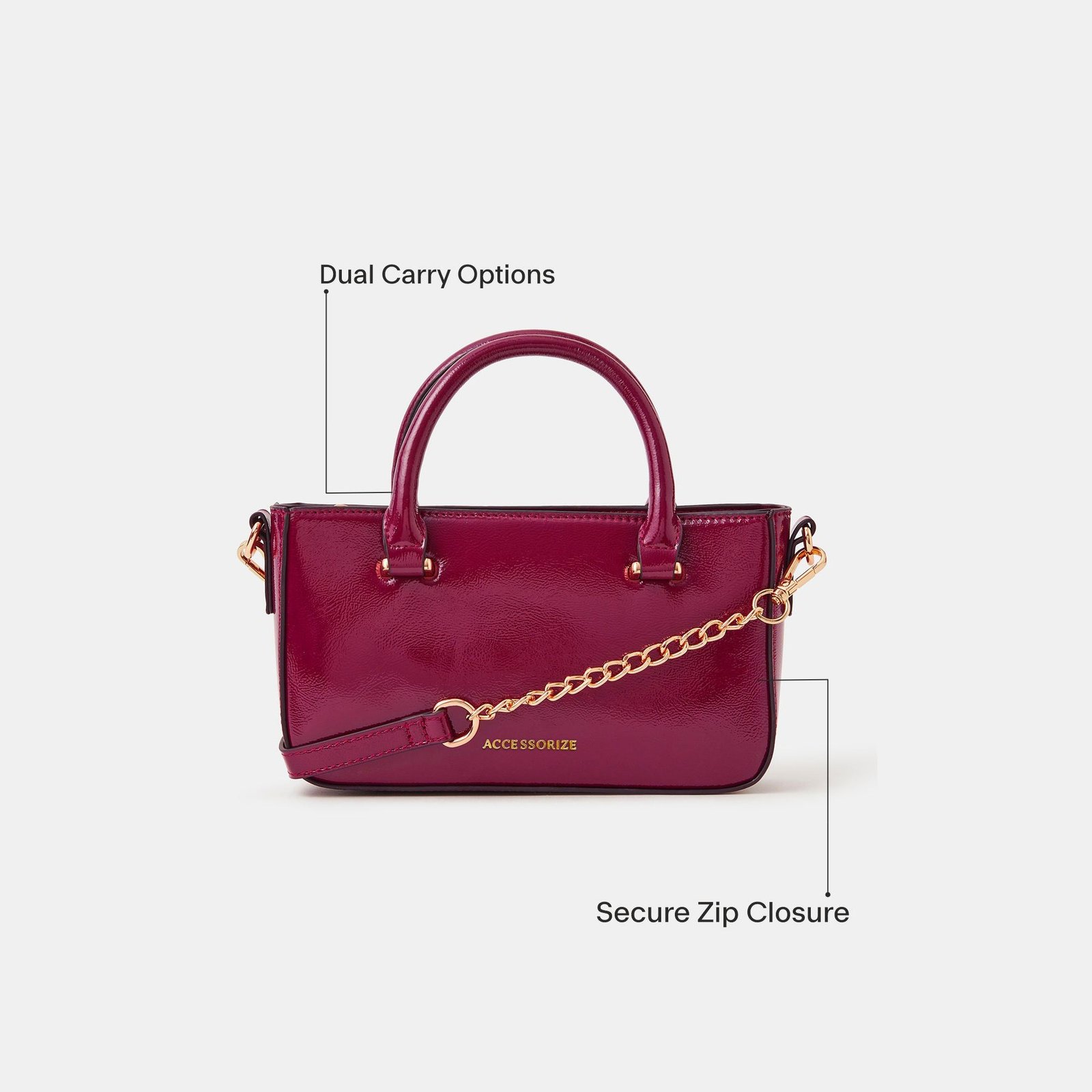 Red Patent Sling Bag for Women – Glossy Finish, Compact & Stylish Crossbody - Image 2