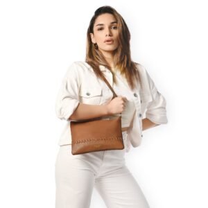 Accessorize London Women's Brown Patchwork Shoulder Bag – Stylish Everyday Handbag