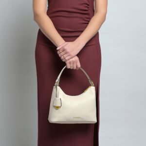 Accessorize London Women's Cream Dual Tone Satchel – Elegant Handbag for Work & Everyday Use