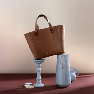 Brown Erin Contrast Stitch Handheld Bag – Elegant, Durable & Stylish
