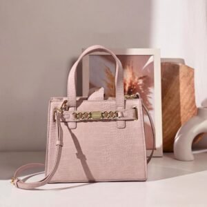 Women's Faux Leather Pink Venus Winged Tote Bag – Stylish Work & Everyday Handbag