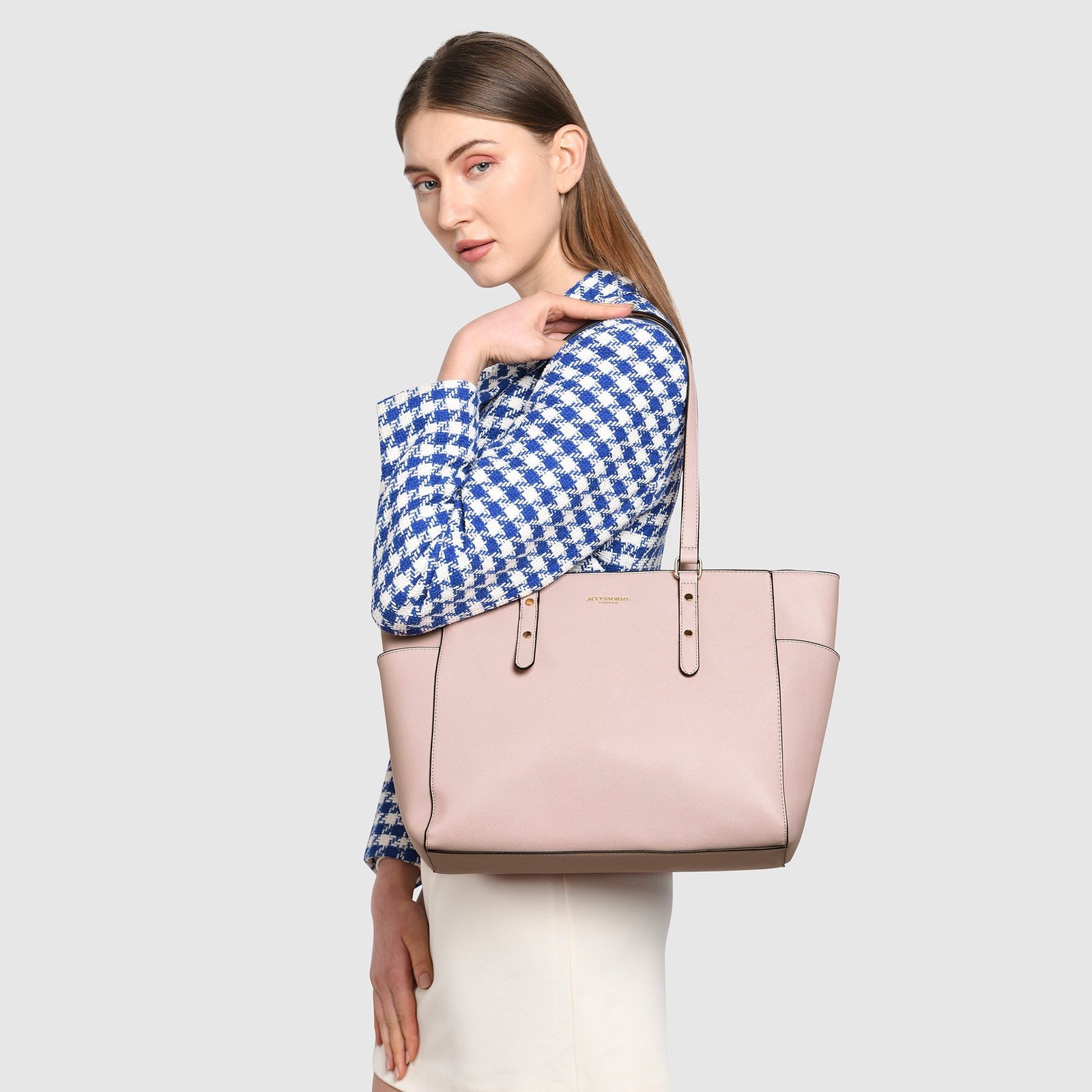 Accessorize London Women's Faux Leather Pink Venus Laptop Winged Tote Bag – Stylish Work & Everyday Handbag