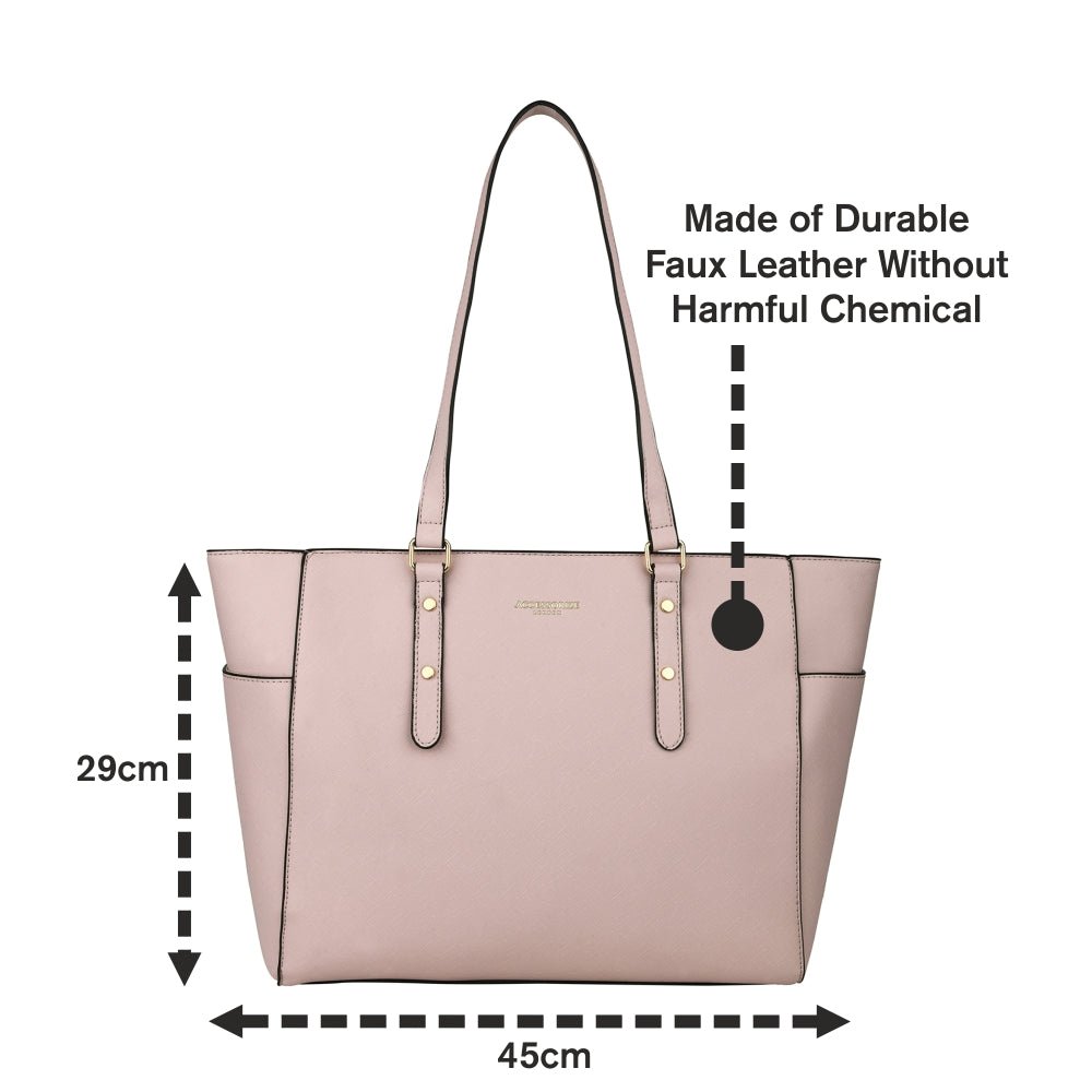 Accessorize London Women's Faux Leather Pink Venus Laptop Winged Tote Bag – Stylish Work & Everyday Handbag - Image 2