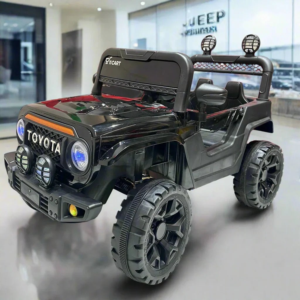 Toyota Black Ultimate Kids Ride-On Jeep – 12V Battery Powered Adventure Car with Music, LED Lights, Remote Control & Safety Belt - Image 5