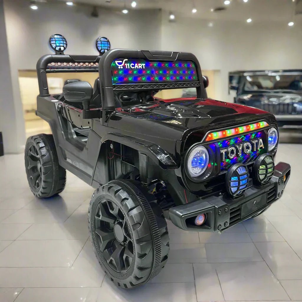 Toyota Black Ultimate Kids Ride-On Jeep – 12V Battery Powered Adventure Car with Music, LED Lights, Remote Control & Safety Belt - Image 3