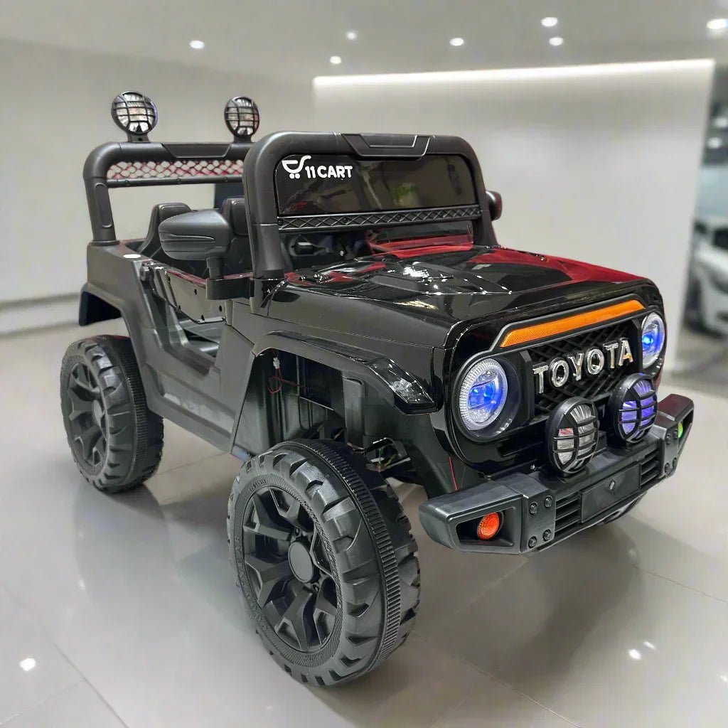 Toyota Black Ultimate Kids Ride-On Jeep – 12V Battery Powered Adventure Car with Music, LED Lights, Remote Control & Safety Belt - Image 2